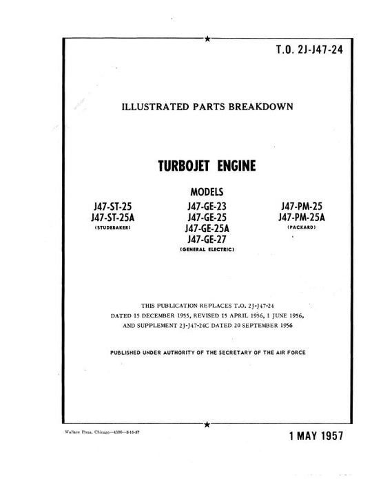 General Electric Company J47-GE-23 THRU J47-PM-25A Parts Catalog (2J-J47-24)