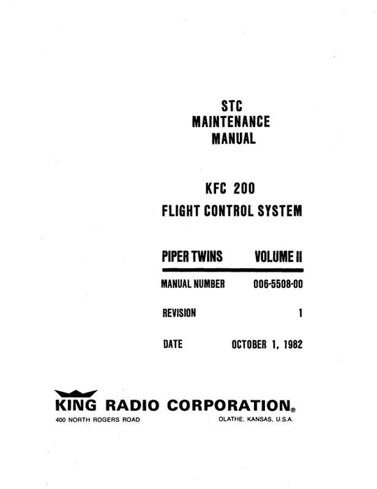 King KFC 200 Flight Control Vol II Maintenance (006-5508-00)