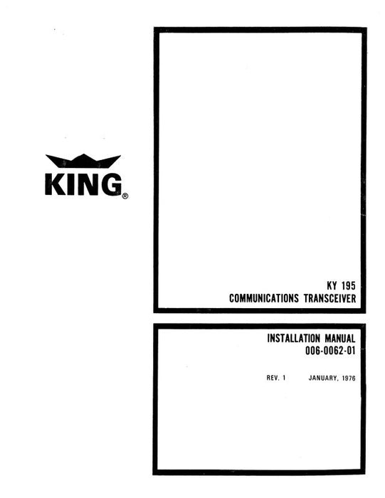 King KY 195, KY 195B Maintenance-Installation Manual (006-0062-1)