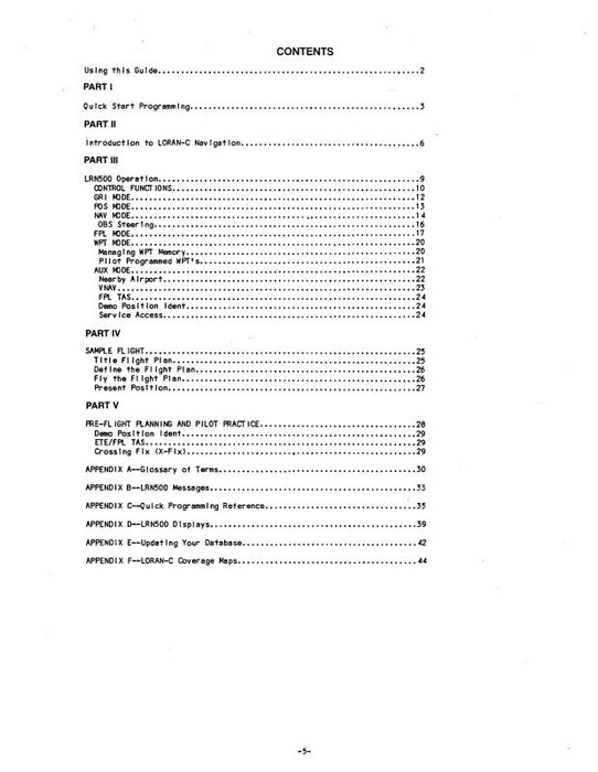 Foster LRN 500 Loran C Nav System Operations Manual (002A0631C)