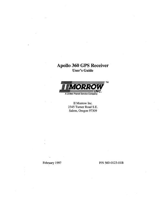 II Morrow Inc Apollo Round 360 Users Guide Users Guide (560-0123-01B)