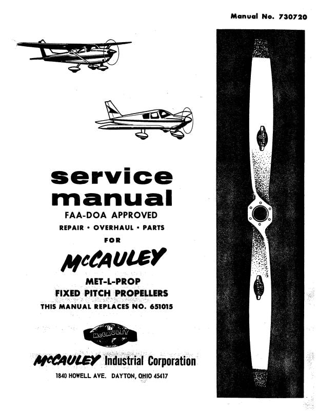 McCauley Propellers Fixed Pitch Propellers Maintenance Manual (730720