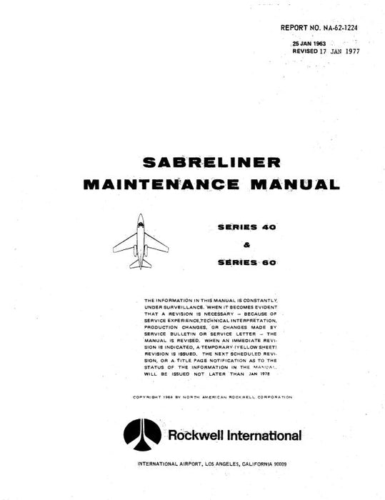 North American Sabreliner Series 40 & 60 1963 Maintenance Manual (NA-62-1224)