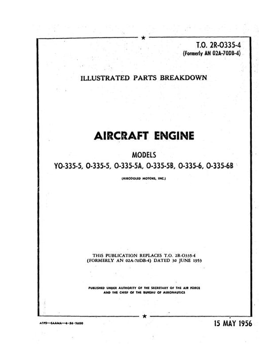 Franklin YO,O-335-5,5A,5B,6,6B 1956 Illustrated Parts Breakdown (2R-0335-4)