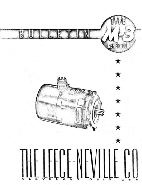 Leese Neville M-3 Generator Bulletin (LNM3GENERATORC)