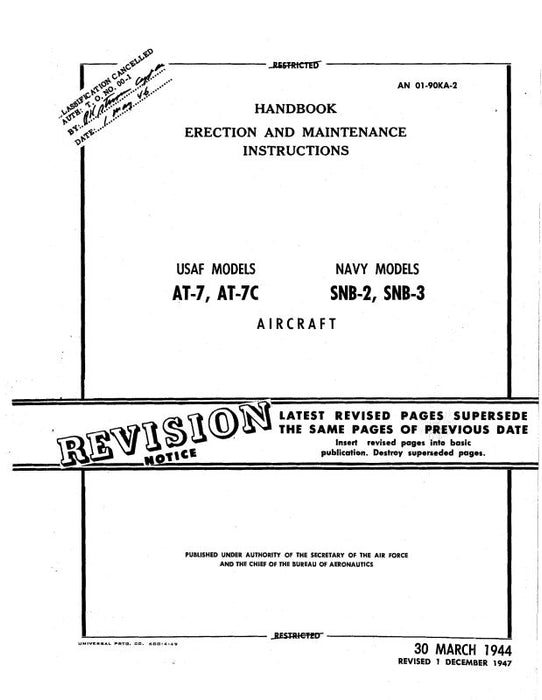 Beech AT-7, AT-7C, SNB-2, -3 1944 Erection & Maintenance (01-90KA-2)