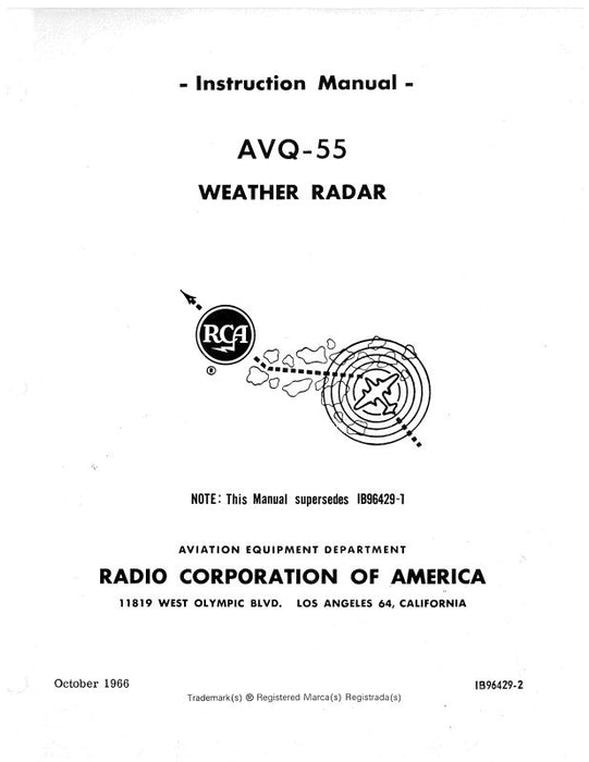 RCA - Primus - Honeywell - Sperry AVQ-55 Weather Radar Maintenance Manual (1B96429-2)
