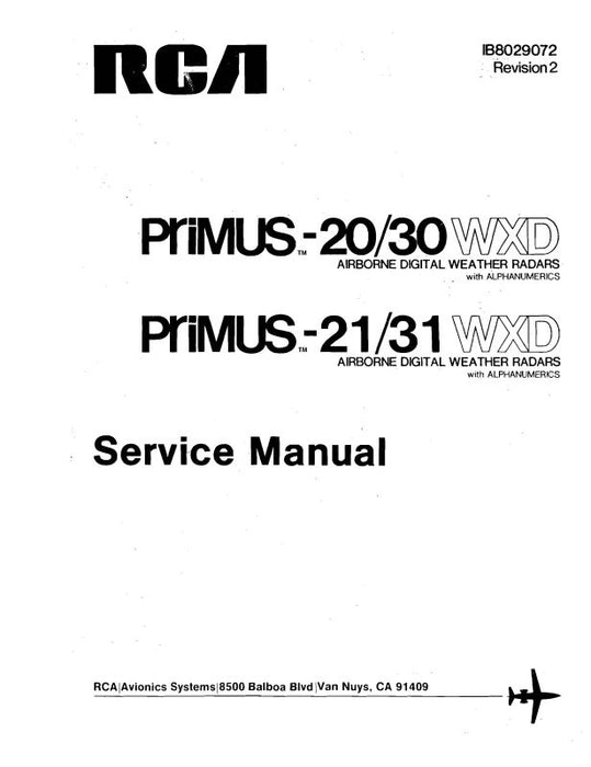 RCA - Primus - Honeywell - Sperry Primus-20-30 & 21-31 WXD Maintenance Manual (IB8029072)
