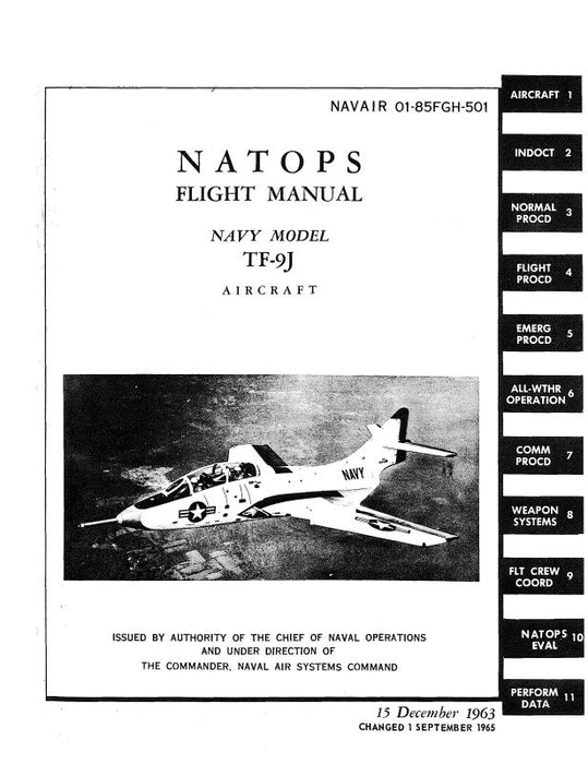 Grumman TF-9J Natops Flight 1963 Flight Handbook (NAVAIR01-85FGH-501)
