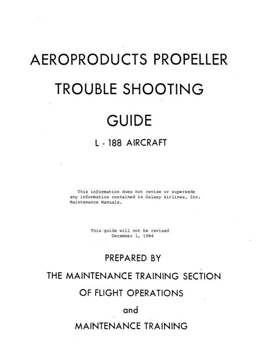 Aeroproducts Propeller Trouble Shooting Guide L-188 Trouble Shooting (#54)