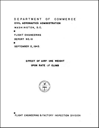 US Government Effect Of Airplane Weight Upon Rate Climb Instruction Book (REPORT-#10)
