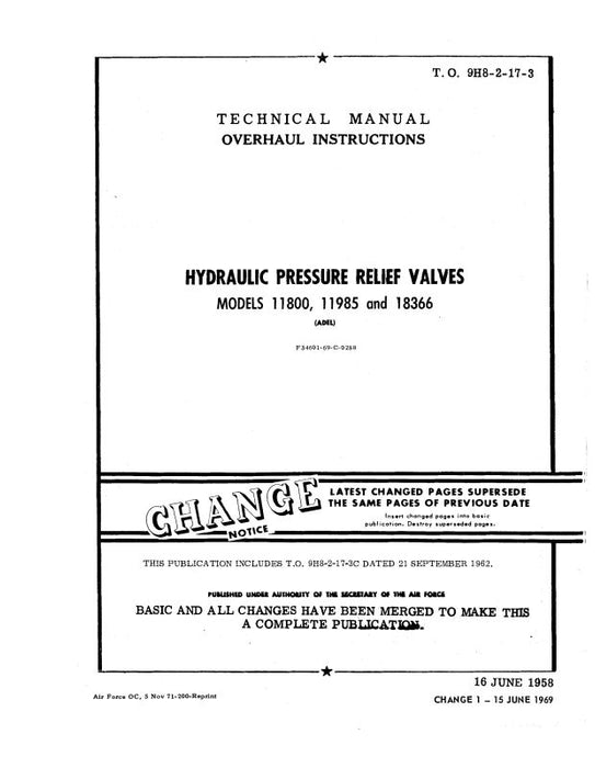 Adel Hydraulic Pressure Relief Valves Overhaul Instructions (9H8-2-17-3)