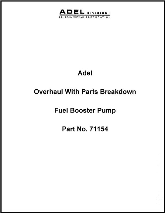 Adel Fuel Boost Pump 1965 Overhaul With Parts Breakdown (271-242)