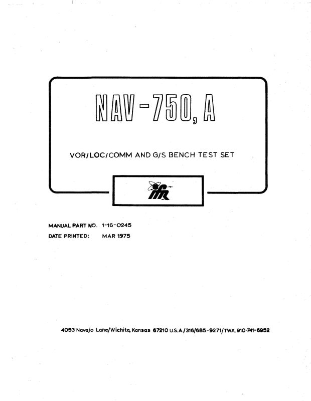 IFR NAV-750,A VOR/LOC/COMM Maintenance — Essco Aircraft