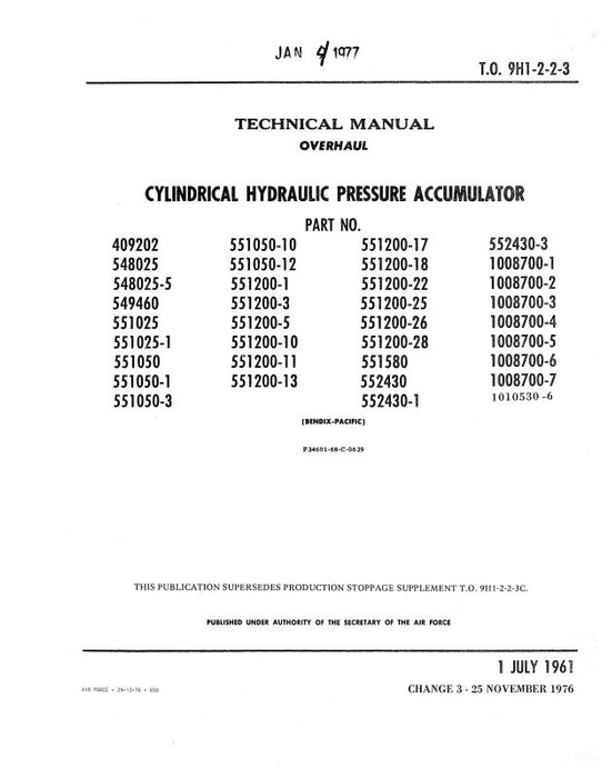 Bendix Hydraulic Pressure Accumulator Overhaul Manual (9H1-2-2-3)