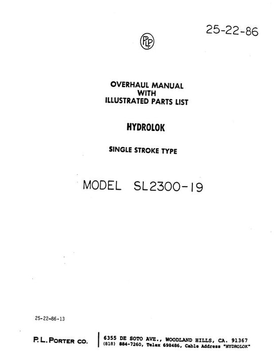 P.L. Porter Hydrolok Model SL2300-19 Overhaul With Illustrated Parts (25-22-86)