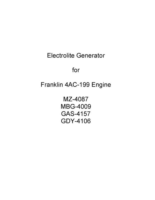 Electric Auto-Lite MZ-4087, MBG-4009, GAS-4157 Instruction Handbook (EEGENERATOR-IN-C)