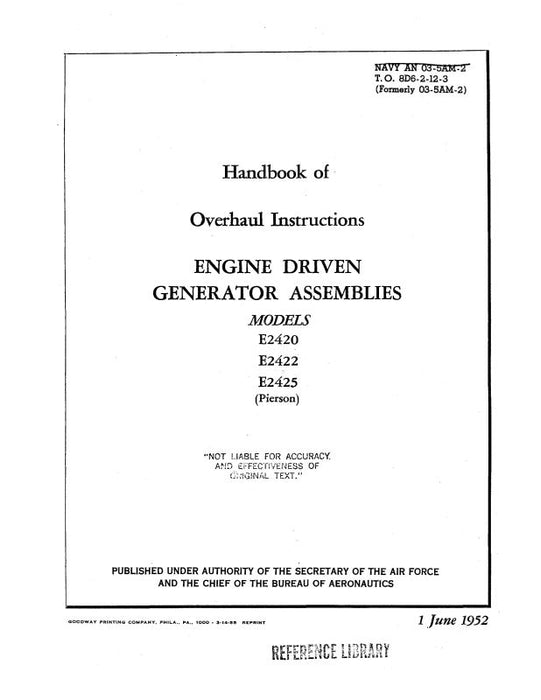 Pierson E2420, E2422, E2425 1952 Overhaul Instructions (AN-03-5AM-2)