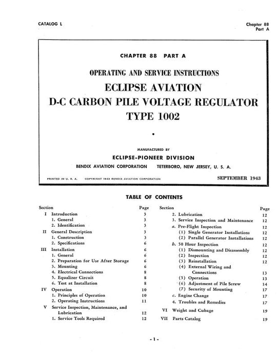 Bendix Type 1002 1943 Operating And Service Instructions (BX1002DCCARBON-OP)