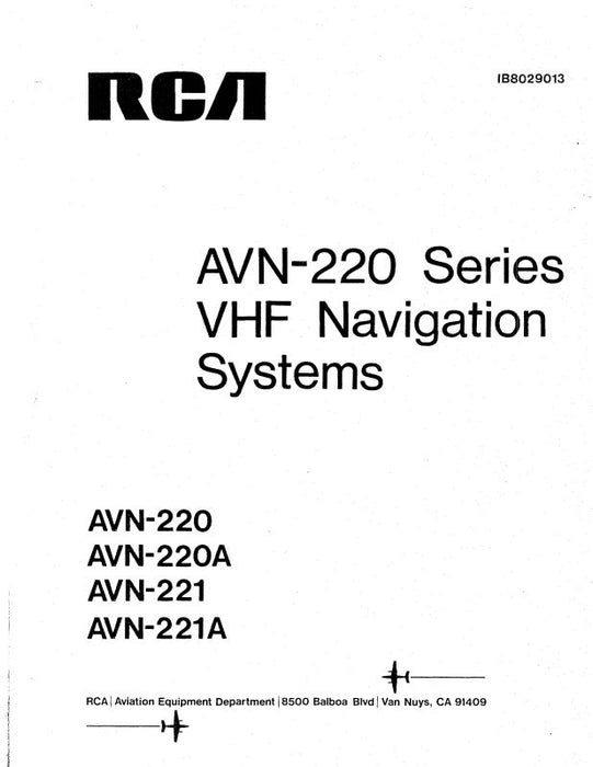 RCA - Primus - Honeywell - Sperry AVN-220, -220A, -221, -221A Maintenance-Installation Manual (1B8029013)