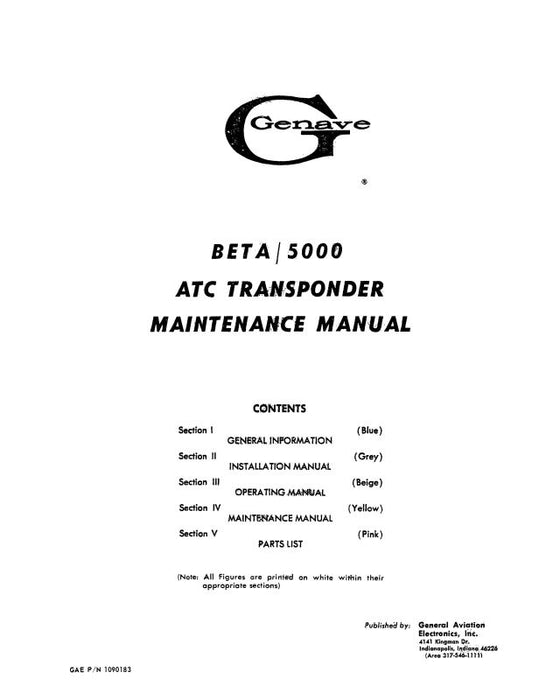 Genave Beta 5000 ATC Transponder Maintenance Manual (1090183)