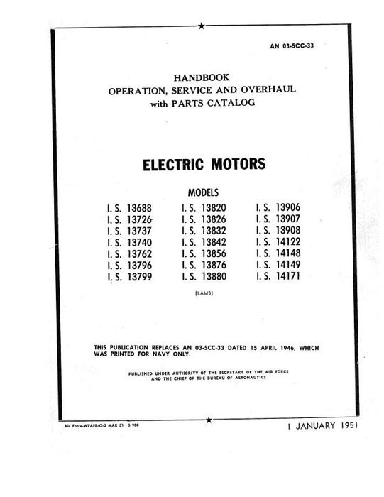 Lamb Electric Motors 1951 Operation, Maintenance, Overhaul, Parts (03-5CC-33)