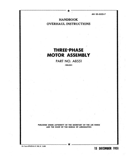 Delco Three-Phase Motor Assembly Overhaul & Parts Catalog (03-5CCE-7)