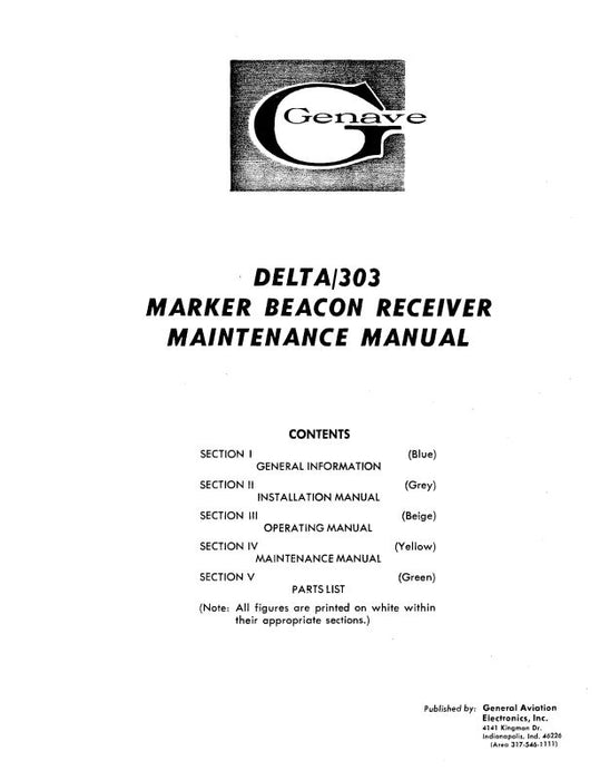Genave Delta 303 Marker Beacon Receive Maintenance Manual (GNDELTA303-M-C)