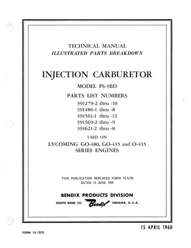 Bendix PS-5BD Injection Carburetor Illustrated Parts Breakdown (15-127 ...