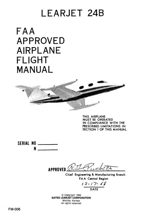 Learjet Gates Learjet 24B 1968 Flight Manual (FM-006)