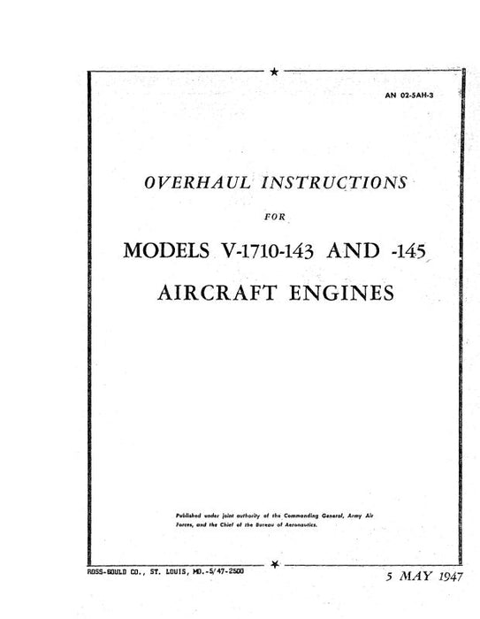 Allison  V-1710-143, -145 1947 Overhaul Instructions (02A-5AH-3)