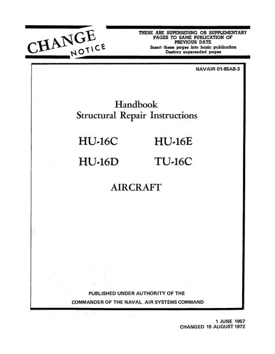 Grumman HU-16D, E, C Albatross  1957 Structural Repair (01-85AB-3)