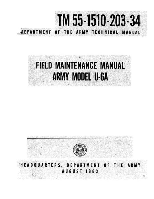 DeHavilland U-6A Beaver 1963 Army Model Field Maintenance Manual (55-1510-203-34)