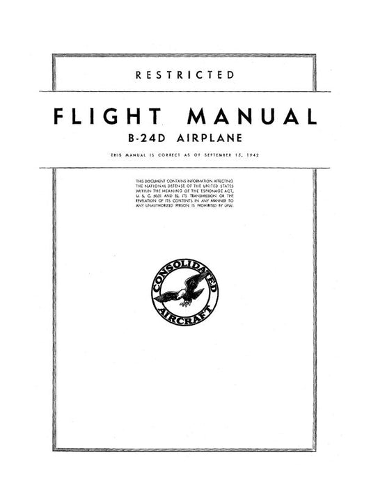 Consolidated B-24D 1942 Flight Manual (CSB24D-42-F-C)