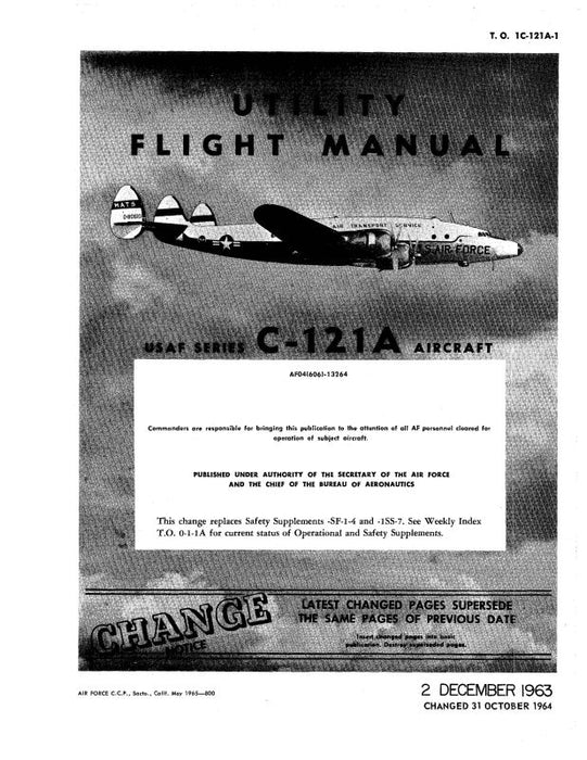 Lockheed C-121A USAF Series 1963 Flight Manual (1C-121A-1)