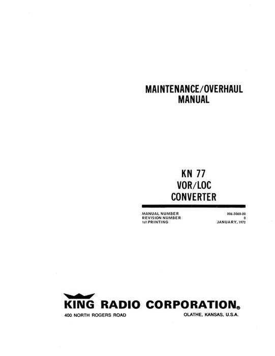 King KN 77 VOR-LOC Converter Maintenance and Overhaul (006-5060-00)