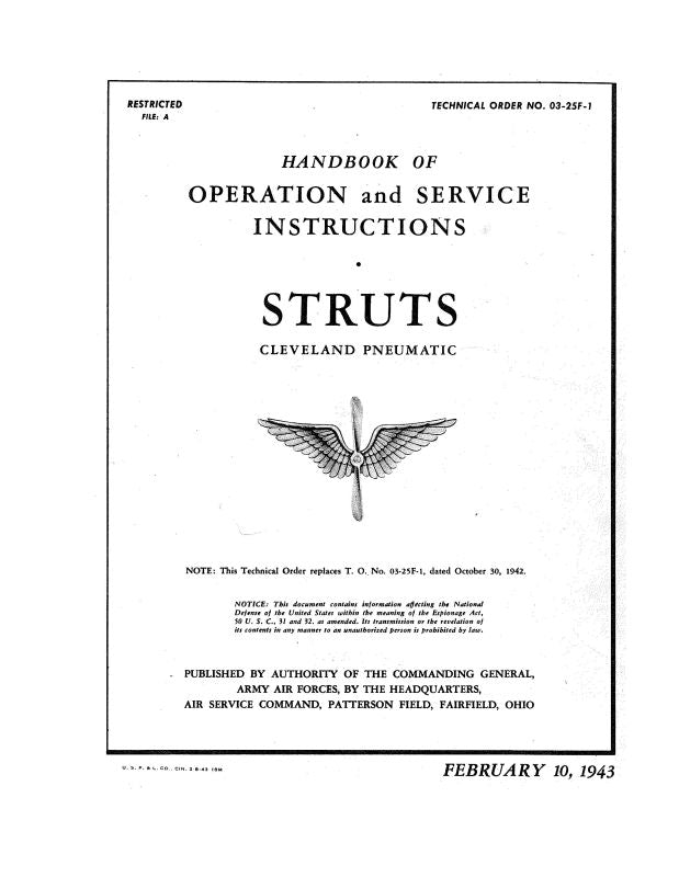 Cleveland Pneumatic Struts 1943 Operation & Maintenance (0325F1