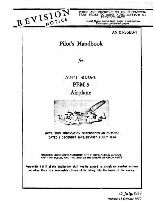 Martin PBM-5 1947 Navy Model Pilot's Handbook (01-35ED-1)