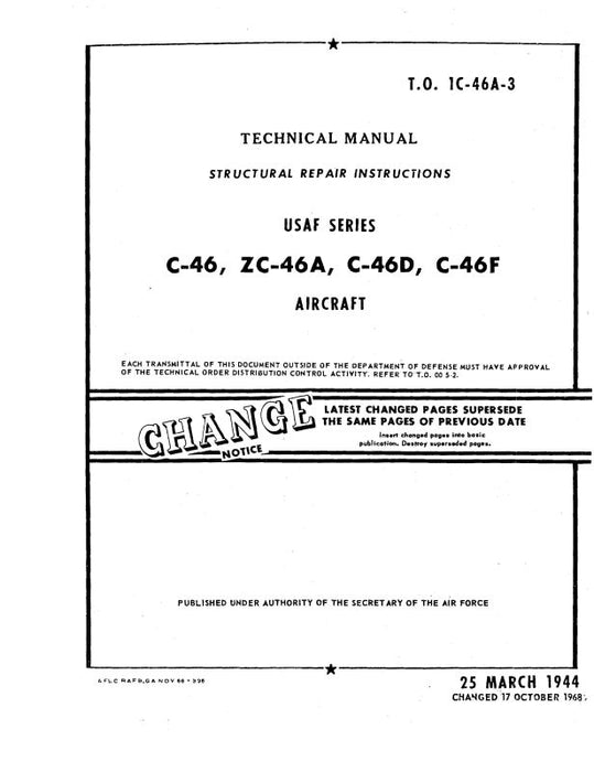 Curtiss-Wright C-46, ZC-46A, C-46D, C-46F Structural Repair (1C-46A-3)