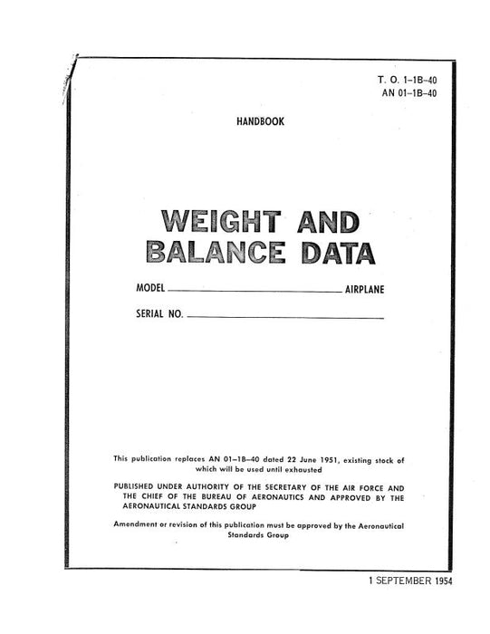 Curtiss-Wright C-46D 1954 Weight and Balance Data (1-1B-40)