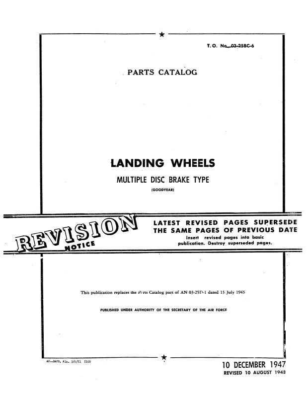 Goodyear Landing Wheels 1947 Parts Catalog (0325BC6) — Essco Aircraft