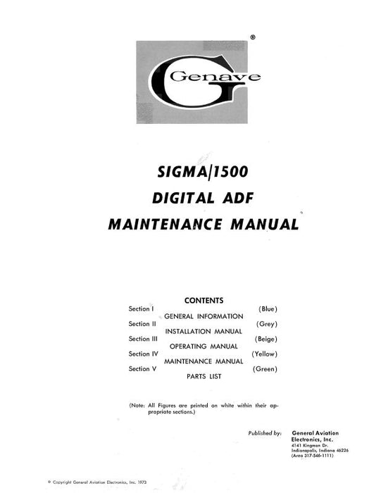 Genave Sigma-1500 Digital ADF 1973 Maintenance Manual (GNSIGMA1500-73)