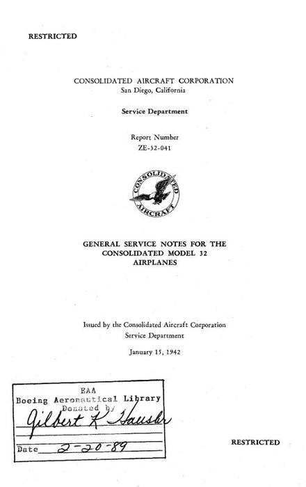 Consolidated Model 32 1942 General Service Notes (ZE-32-041)