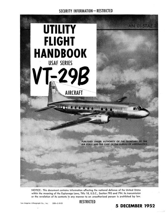 Consolidated VT-29B 1952 USAF Series Utility Flight Handbook (01-5TAE-1)