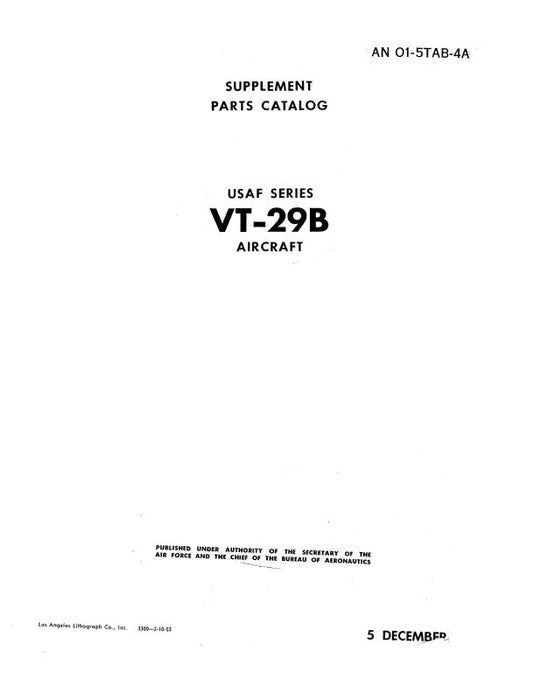 Consolidated VT-29B USAF Series Supplement Parts Catalog (01-5TAB-4A)