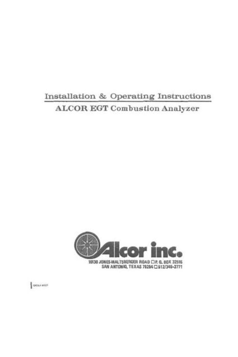 Alcor  Ekonomix EGT Indicator Installation & Operation (65-112)