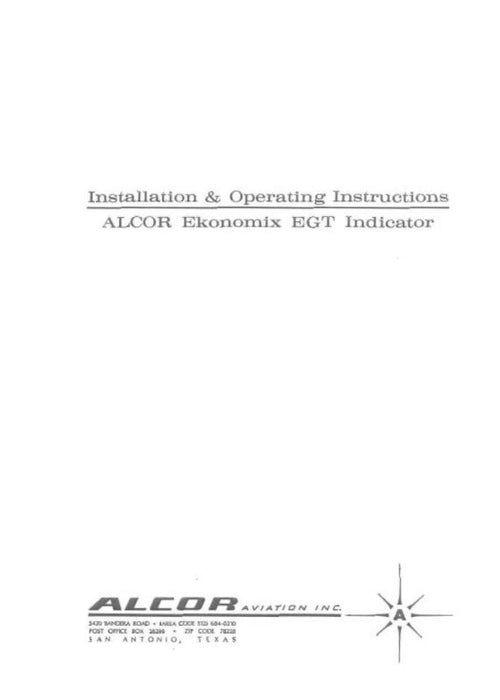Alcor EGT Combustion Analyzer 1977 Installation & Operating Instructions (65-112)