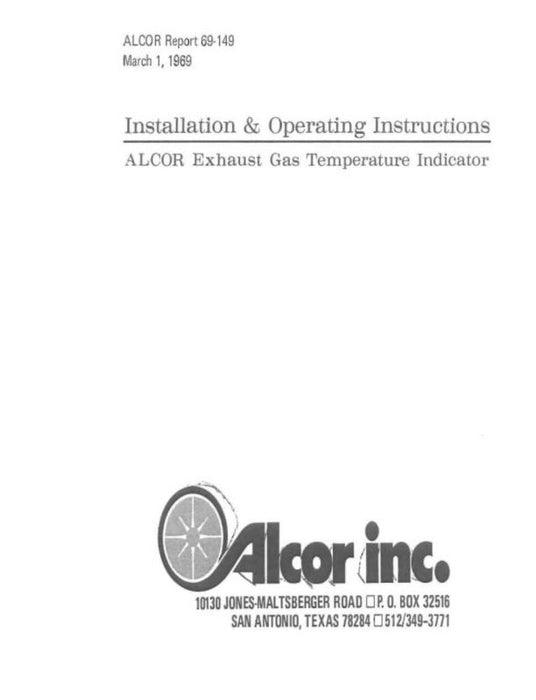 Alcor Exhaust Gas Temp. Indicator Installation & Operating Instructions (A&EXHAUSTGAS-79-IN-C)