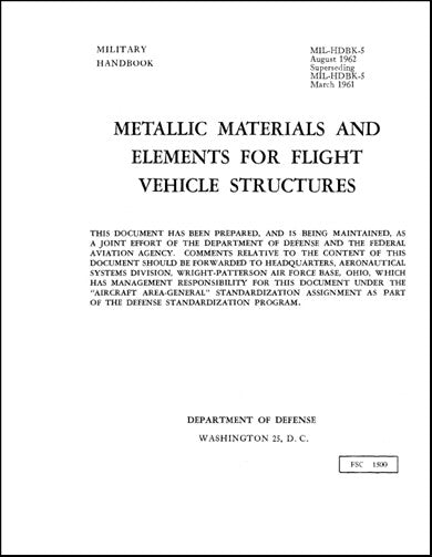 US Government Metallic Materials & Elements Military Handbook (FSC-1500)
