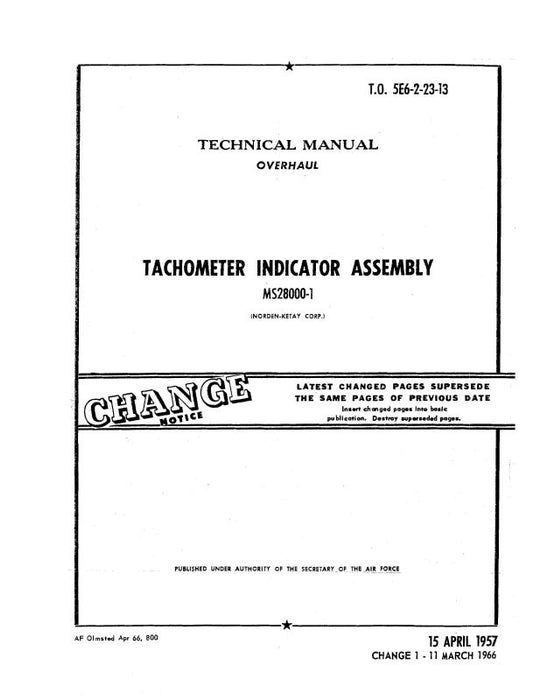 Norden-Ketay Corp. Tachometer Indicator Assembly Overhaul Manual (5E6-2-23-13)
